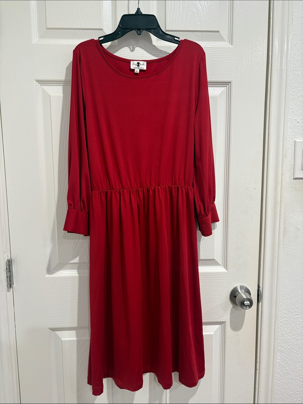 Dainty Jewells Red Midi Dress with Long Sleeves